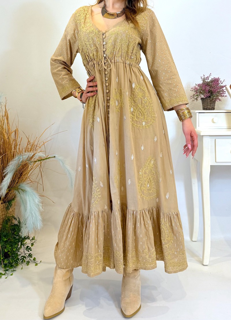 Vestido Joice beige oscuro Trilce