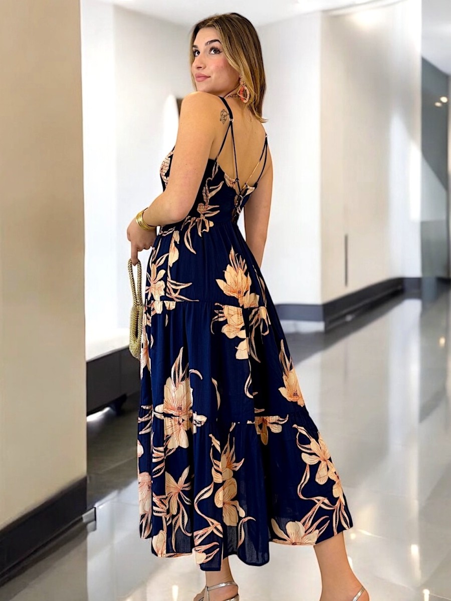 Vestido Luz fondo azul marino Trilce