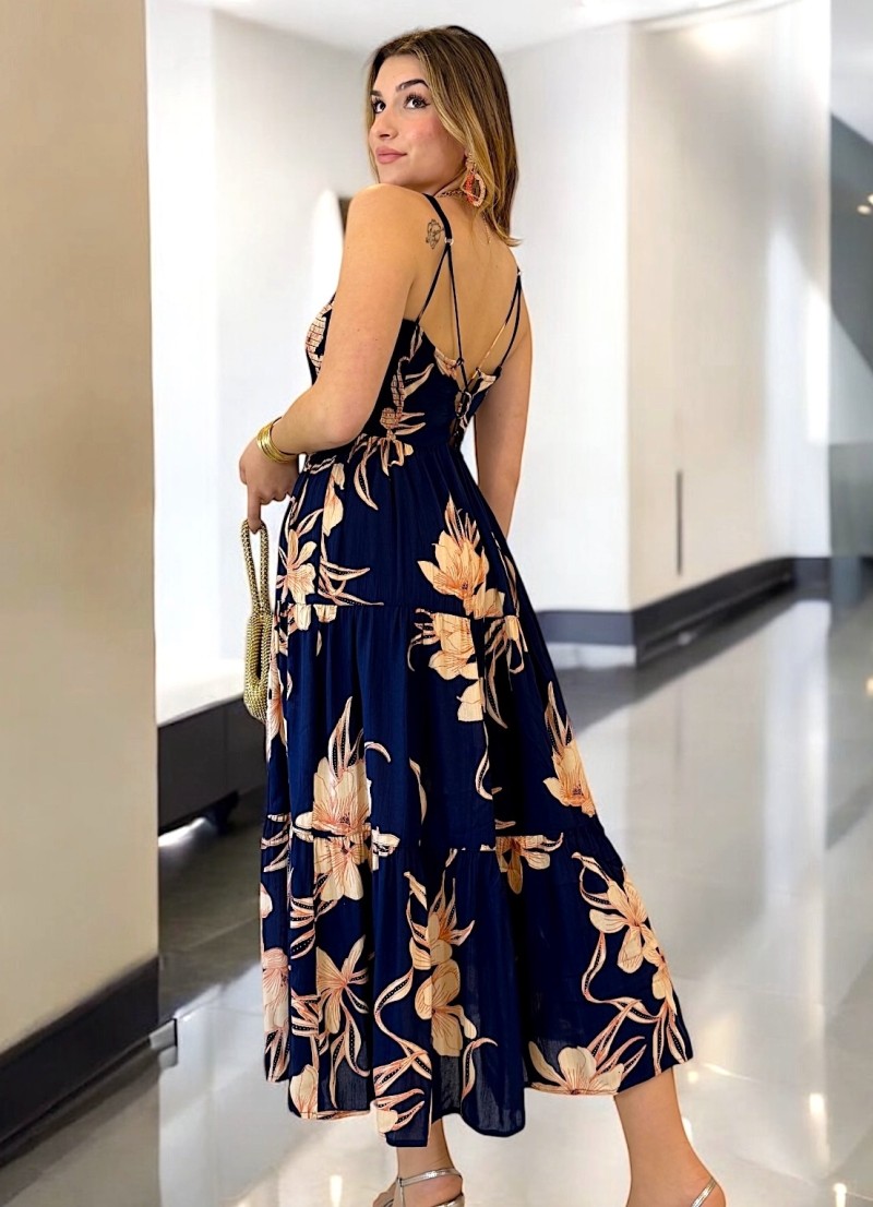 Vestido Luz fondo azul marino Trilce