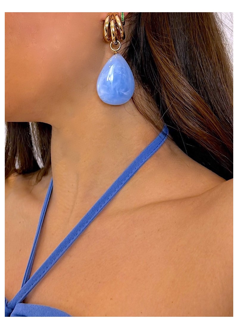 Pendientes lágrima azul