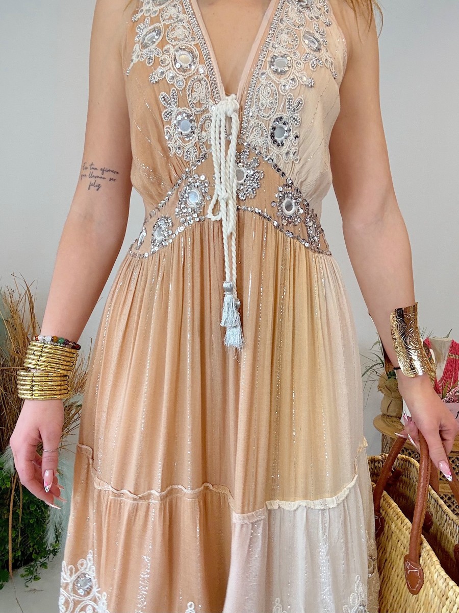 Vestido Creta beige difuminado