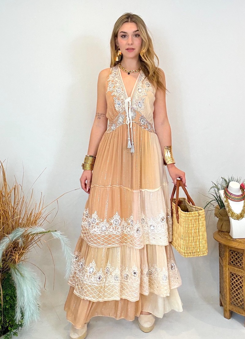 Vestido Creta beige difuminado