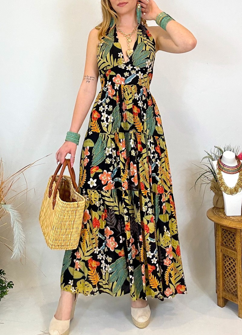 Vestido Wanda fondo negro Trilce
