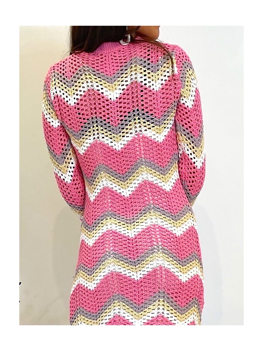 Vestido Medoly crochet rosa y blanco