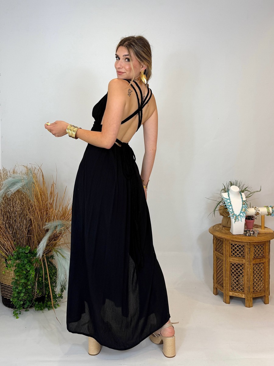 Vestido largo negro - Espalda descubierta boho chic