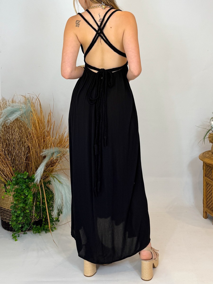 Vestido largo negro - Espalda descubierta boho chic