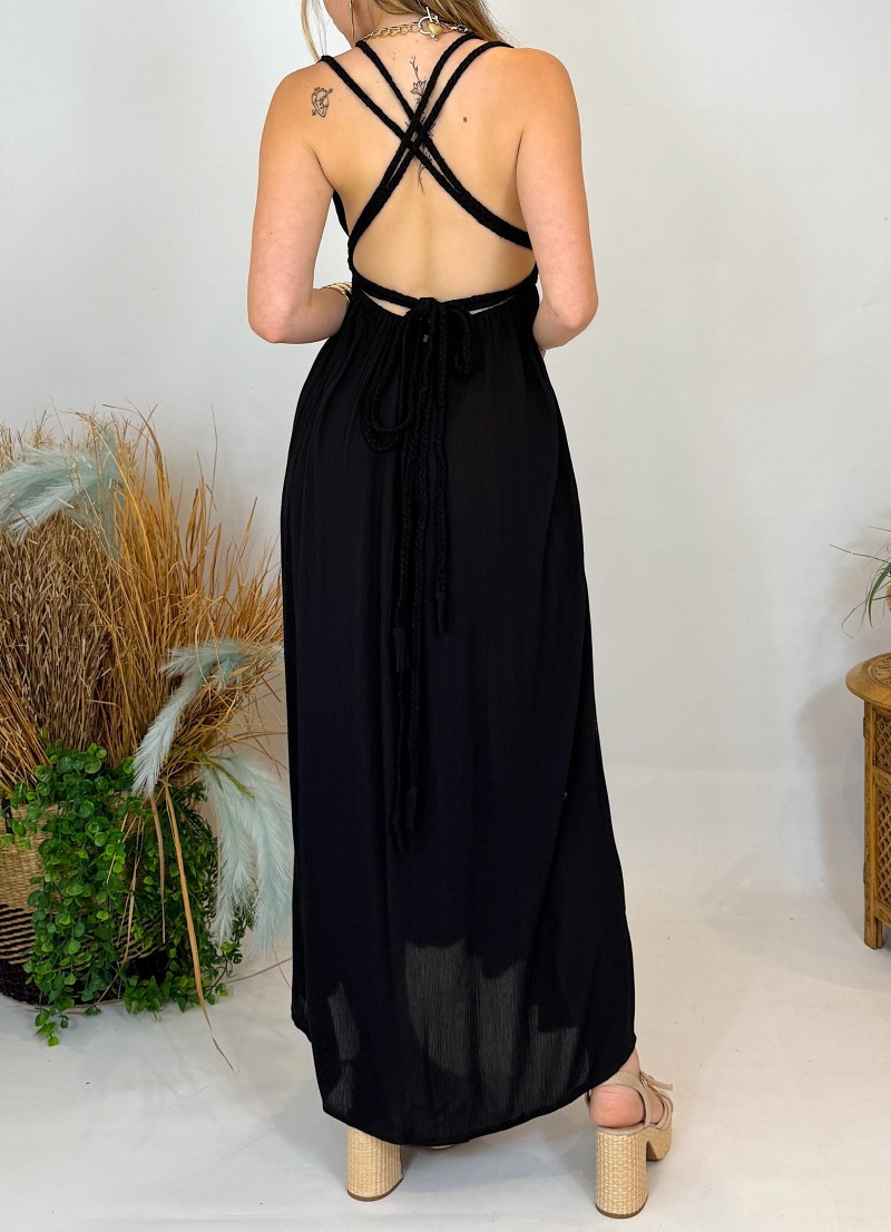 Vestido largo negro - Espalda descubierta boho chic