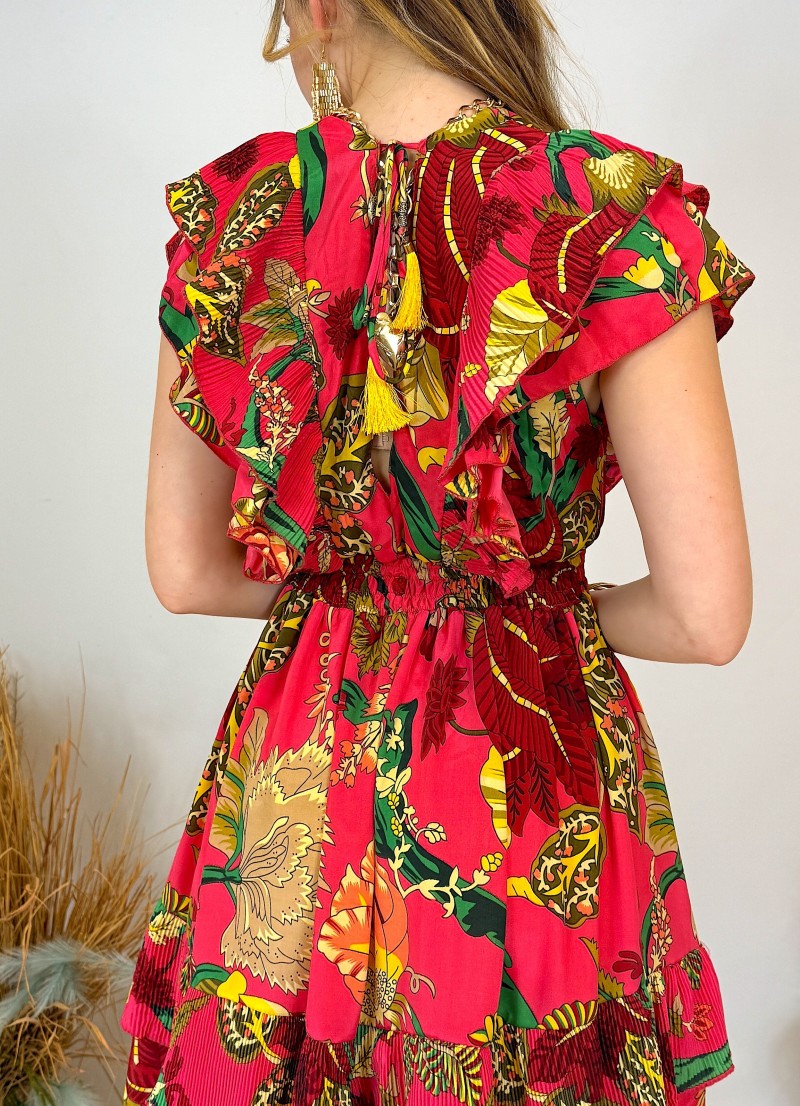 Vestido de verano coral - Corto, fresco y con volantes