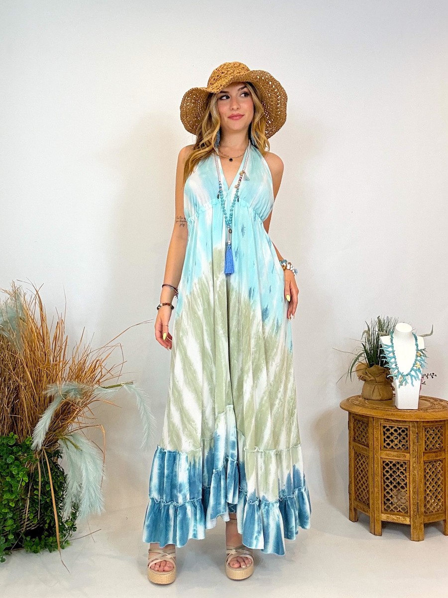 Vestido estampado tie dye - espalda descubierta