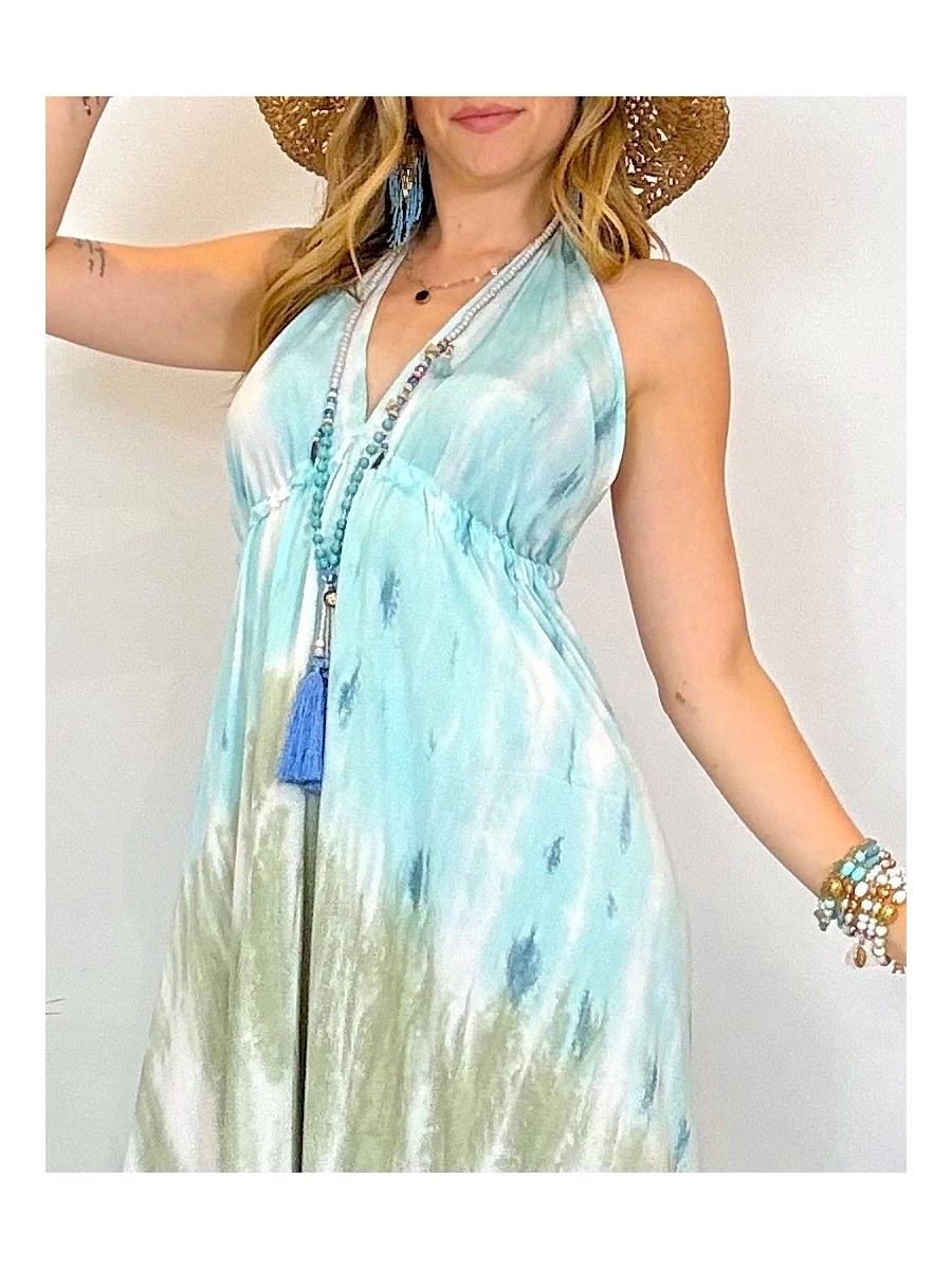 Vestido estampado tie dye - espalda descubierta