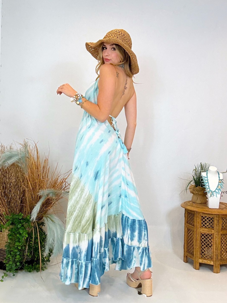 Vestido estampado tie dye - espalda descubierta