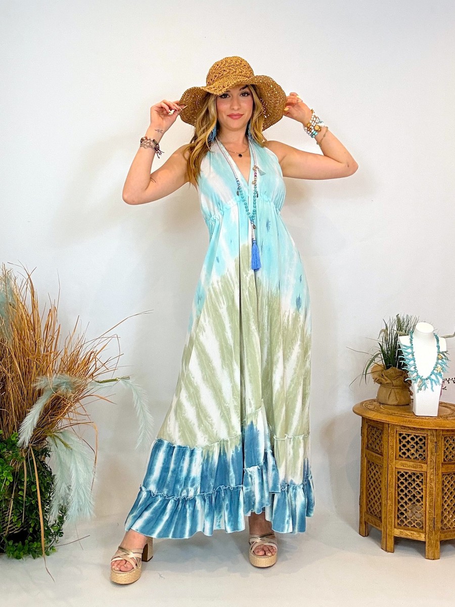 Vestido estampado tie dye - espalda descubierta
