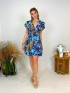 Vestido de verano corto - Estampado colorido y con volantes