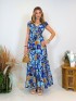Vestido largo con volantes - Hombros descubiertos y vuelo