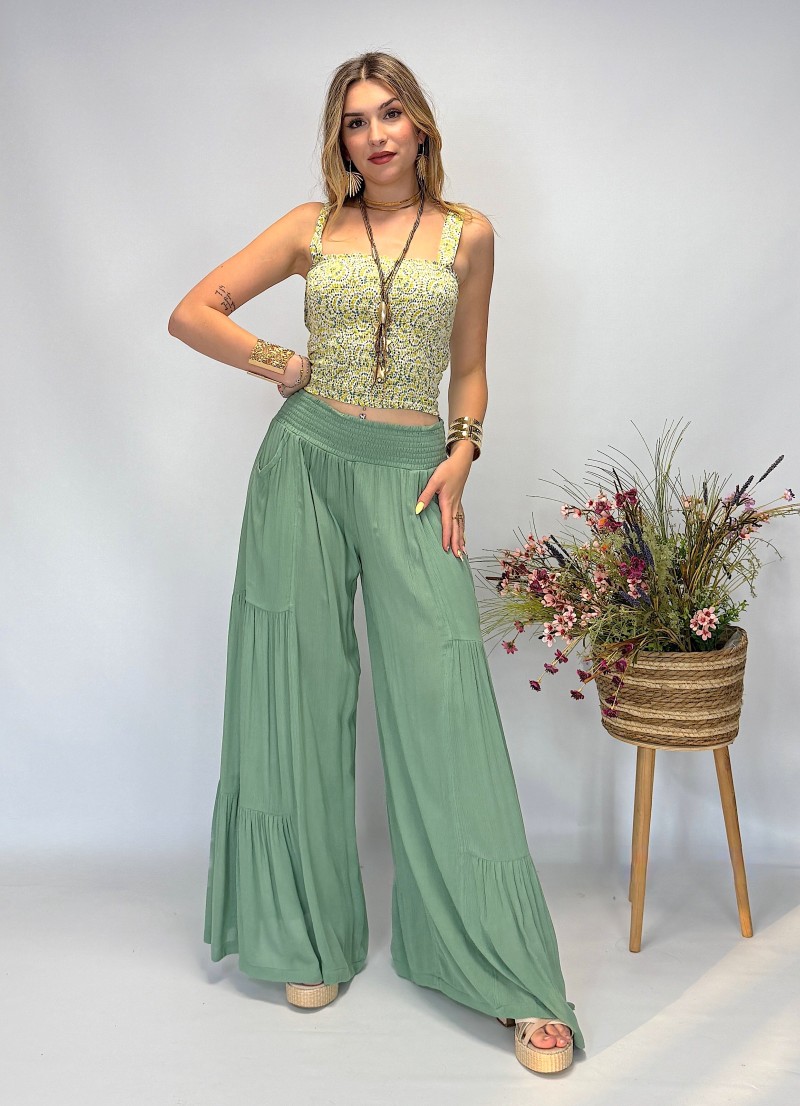 Pantalón ancho boho Makiara - Fluido, cómodo y con estilo