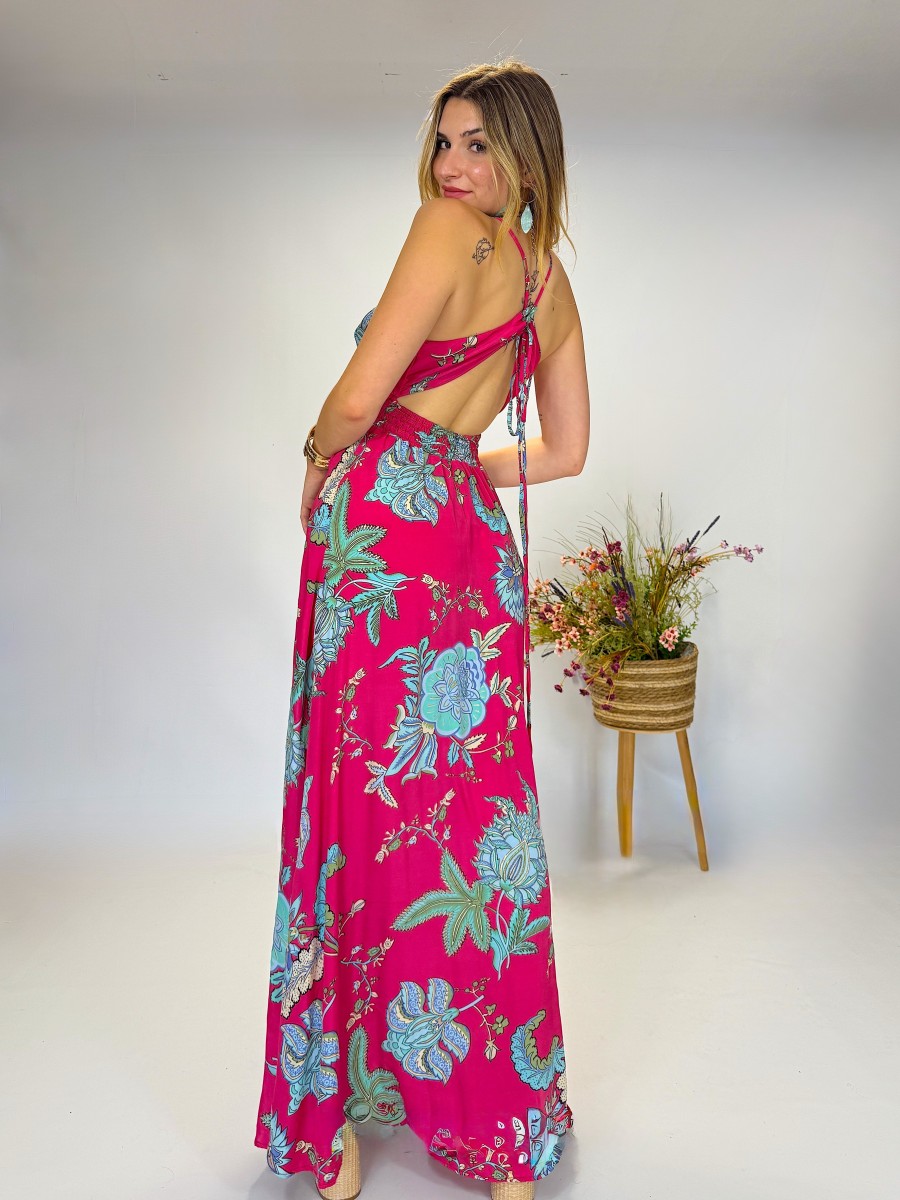 Vestido largo boho - Espalda cruzada y estilo veraniego