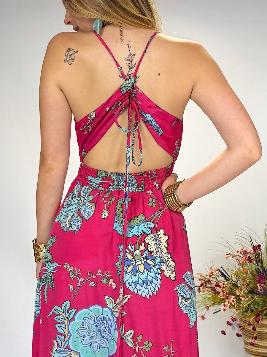 Vestido largo boho - Espalda cruzada y estilo veraniego