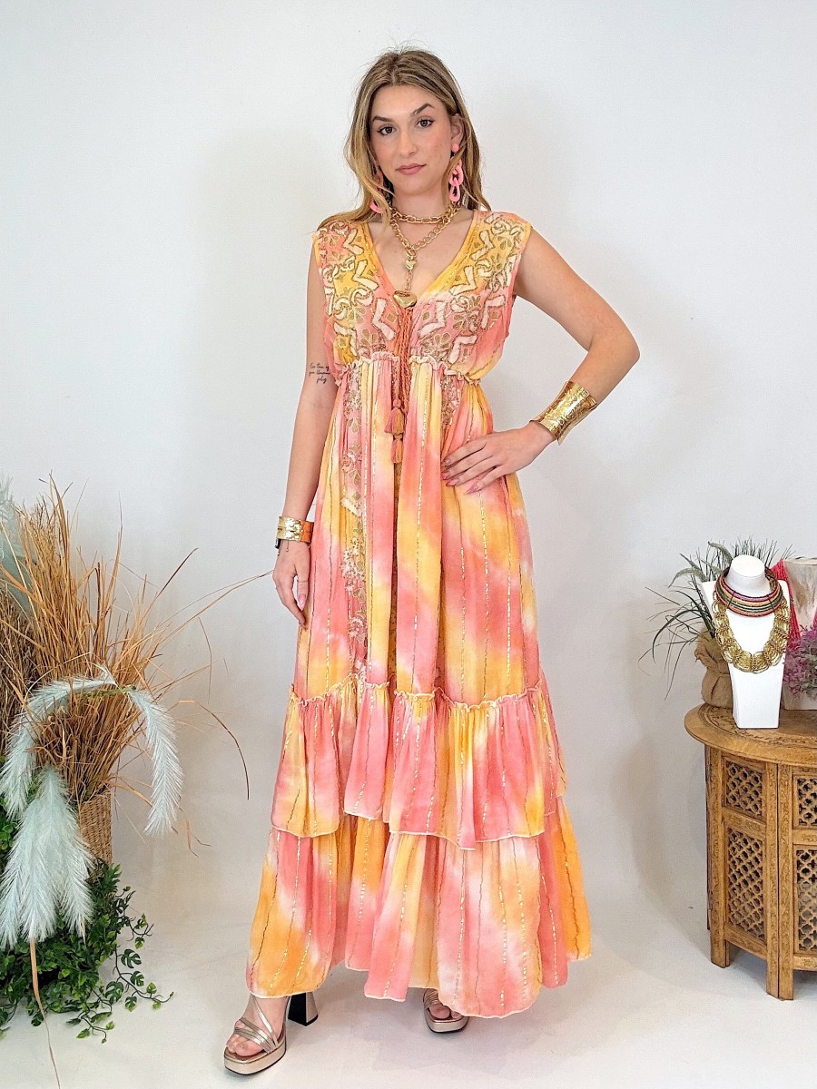 Vestido boho coral – Ideal para playa, vacaciones y relax