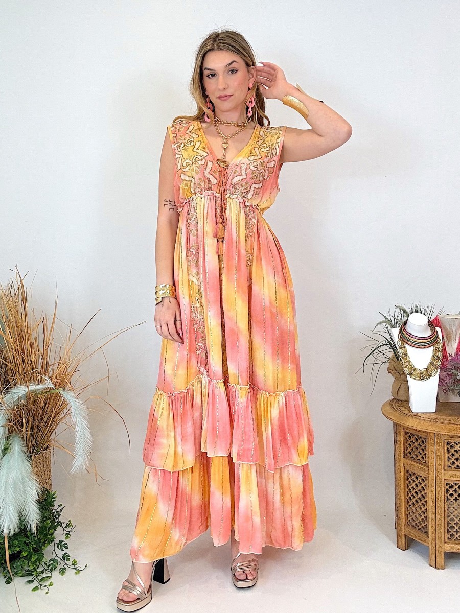 Vestido boho coral – Ideal para playa, vacaciones y relax