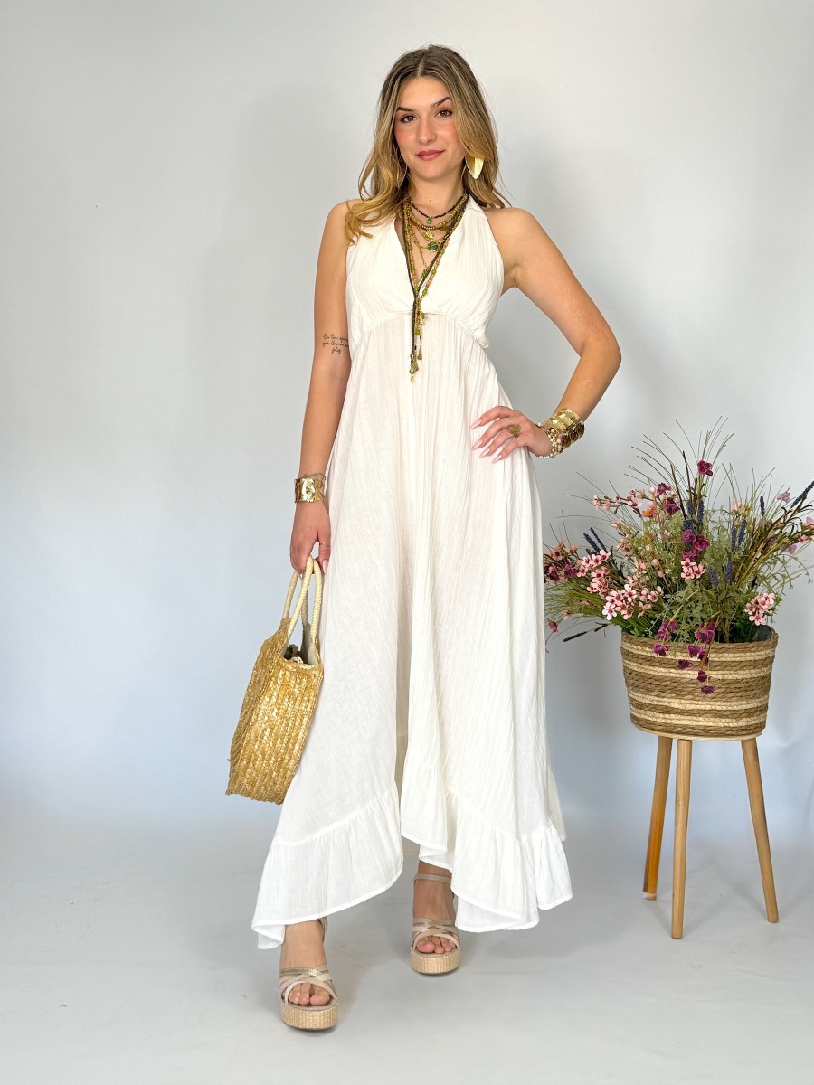 Vestido Nerea blanco roto Makiara