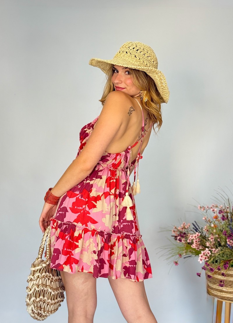 Vestido Annete rojo y rosa Makiara