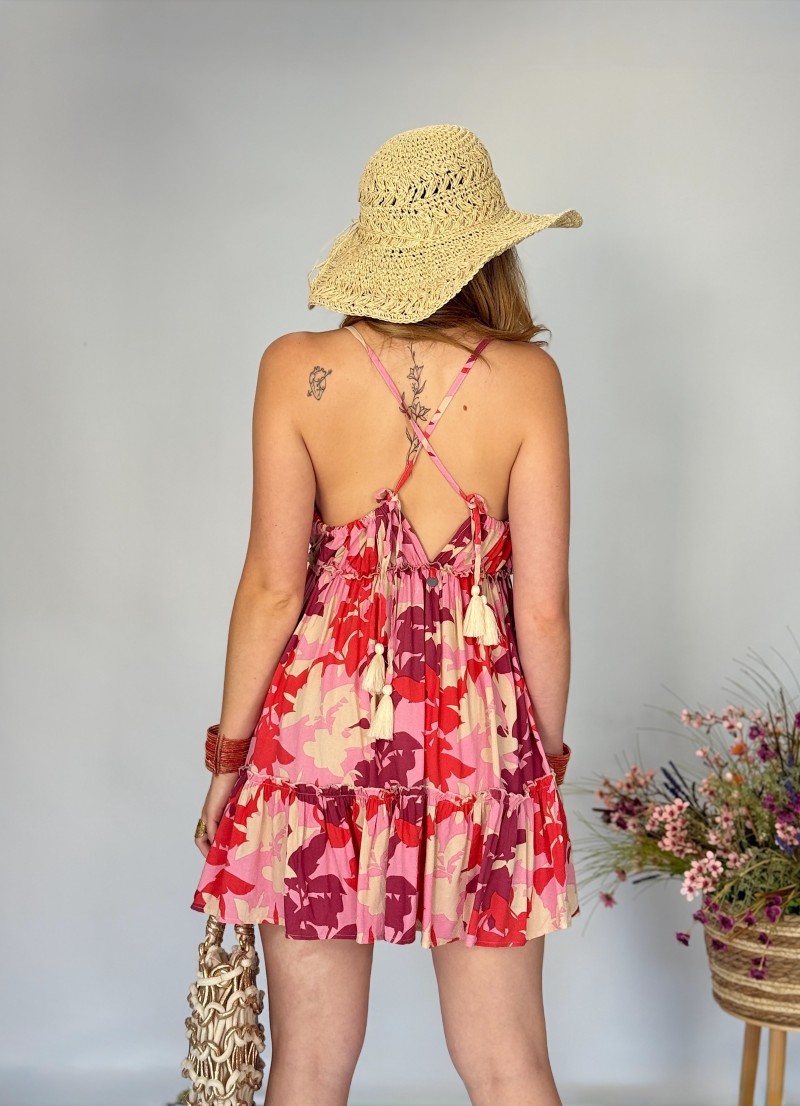Vestido Annete rojo y rosa Makiara
