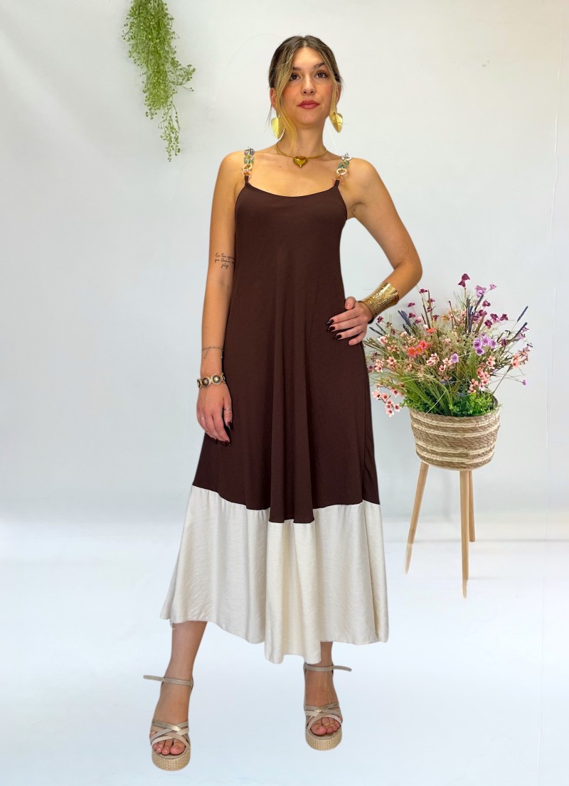 Vestido Lea marron y beige