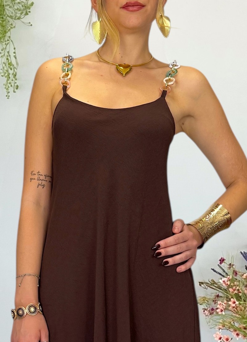 Vestido Lea marron y beige