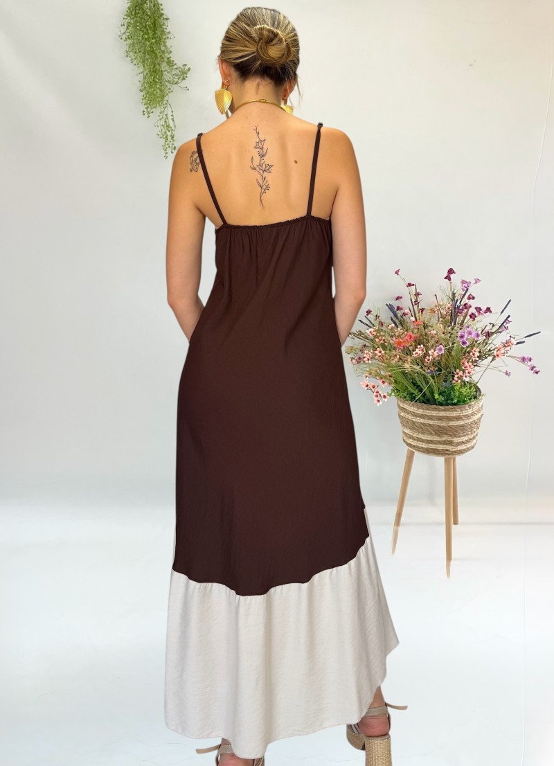 Vestido Lea marron y beige