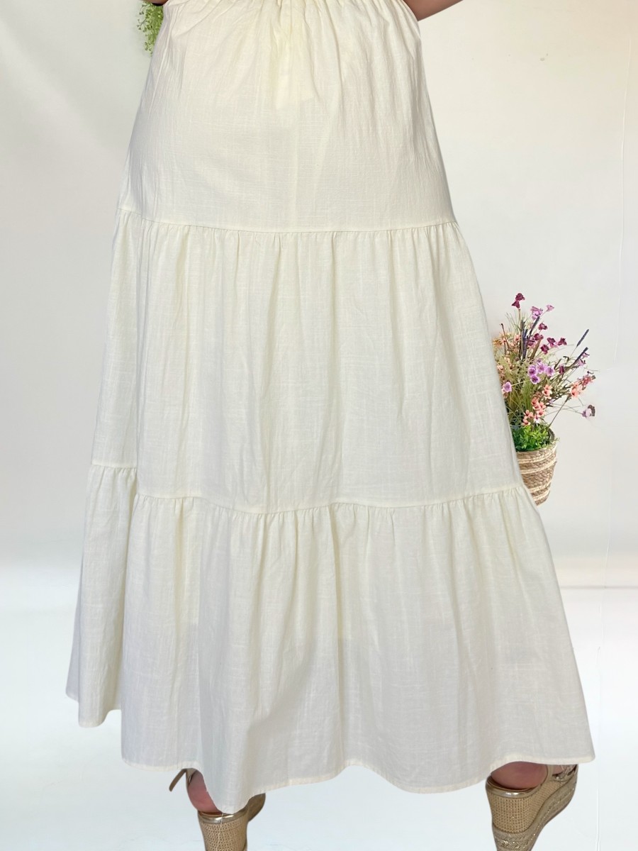 Falda Boho con bordados camel