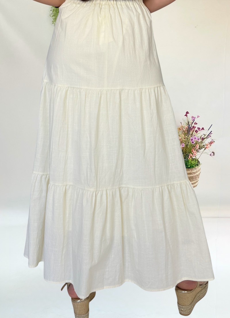 Falda Boho con bordados camel