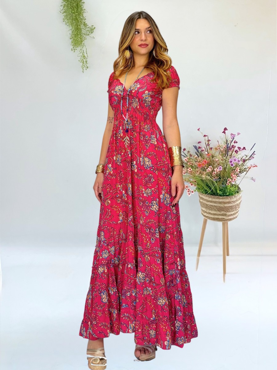 Vestido Amy fondo fucsia Trilce