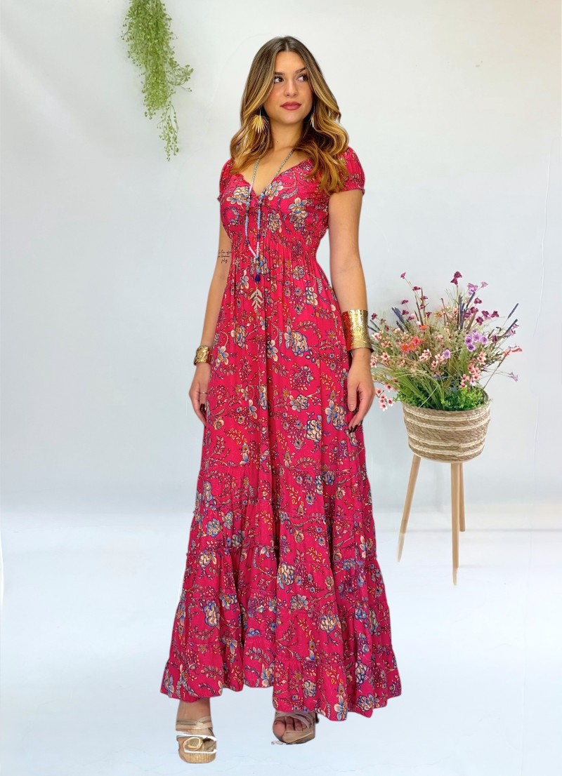 Vestido Amy fondo fucsia Trilce