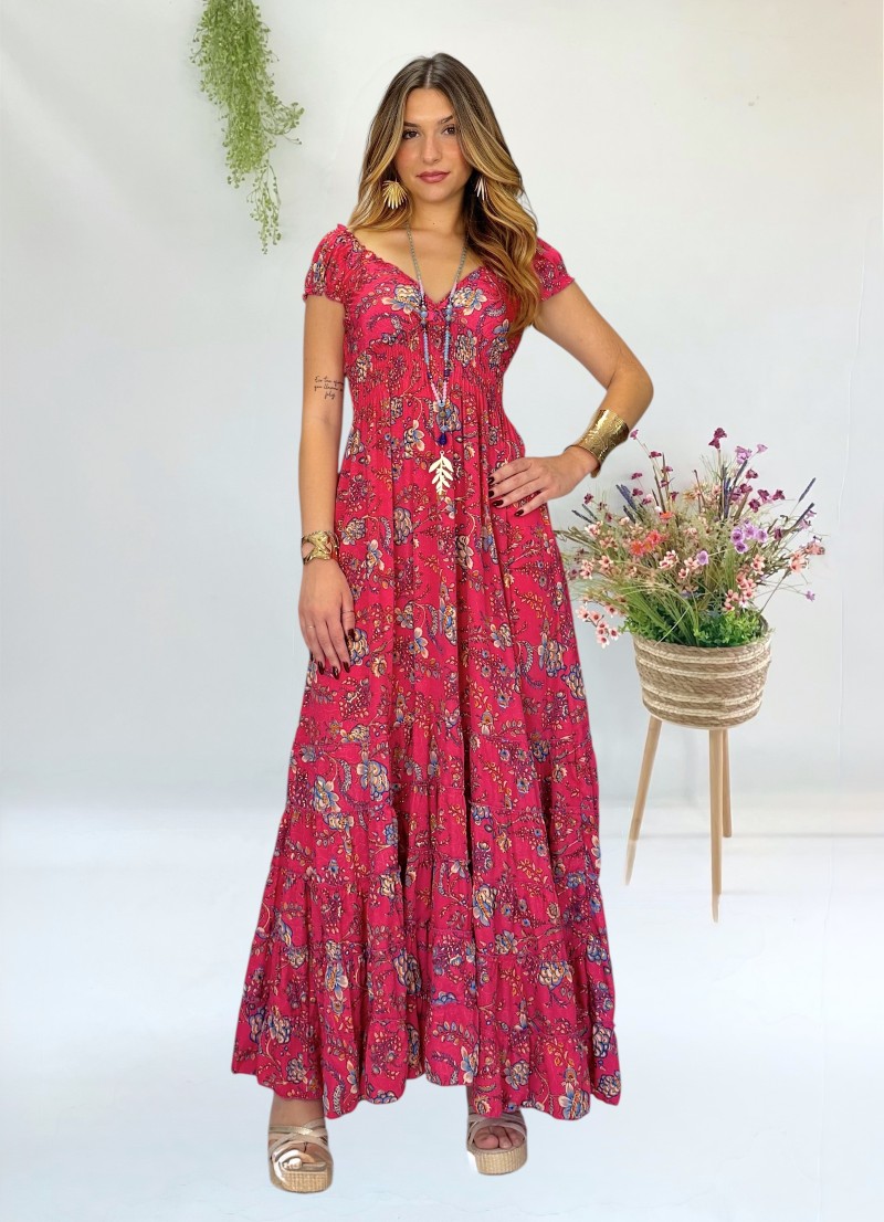 Vestido Amy fondo fucsia Trilce