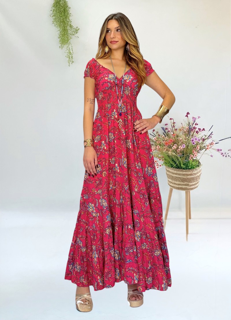 Vestido Amy fondo fucsia Trilce