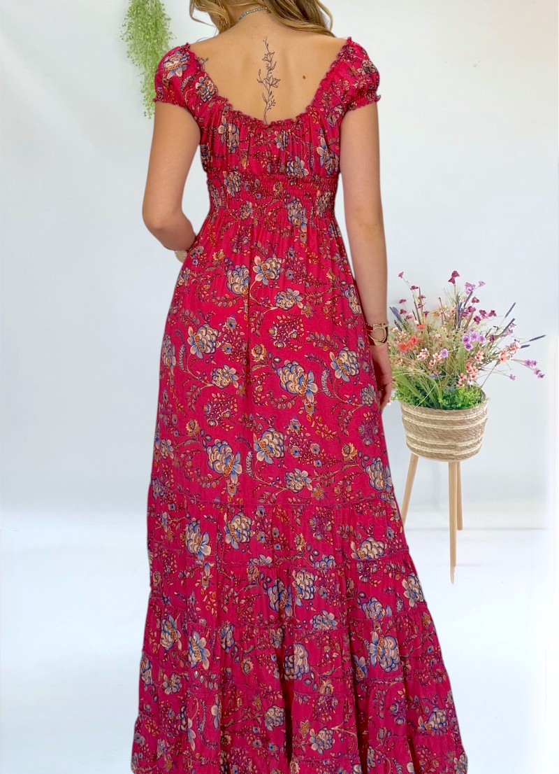 Vestido Amy fondo fucsia Trilce