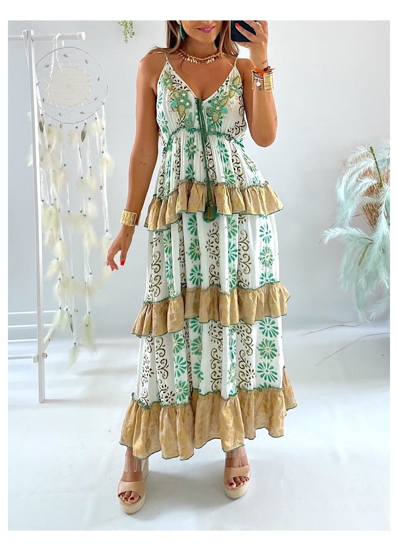 Vestido Alise bordados verde
