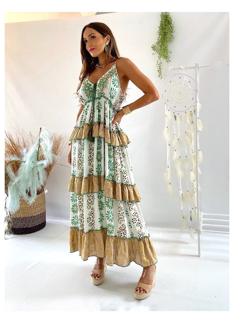 Vestido Alise bordados verde