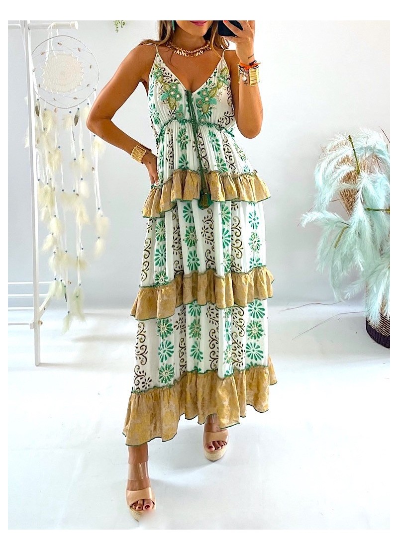 Vestido Alise bordados verde