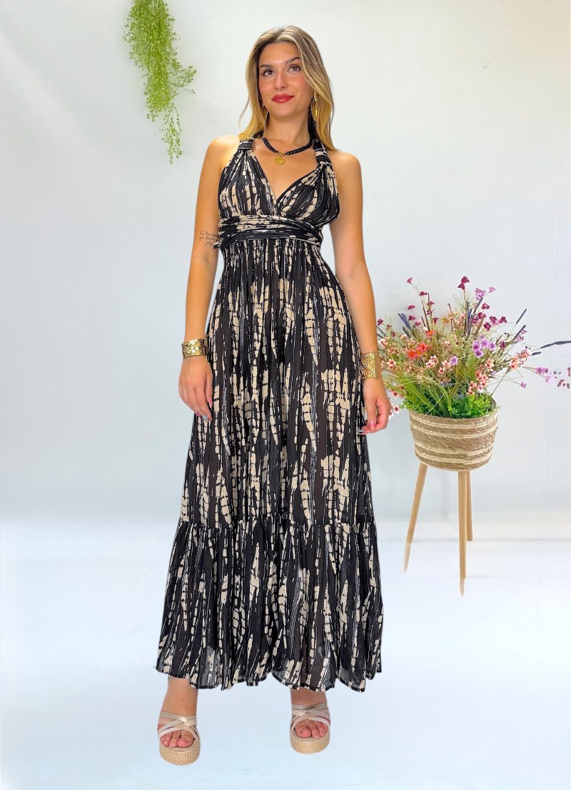 Vestido Daisy negro y beige Makiara