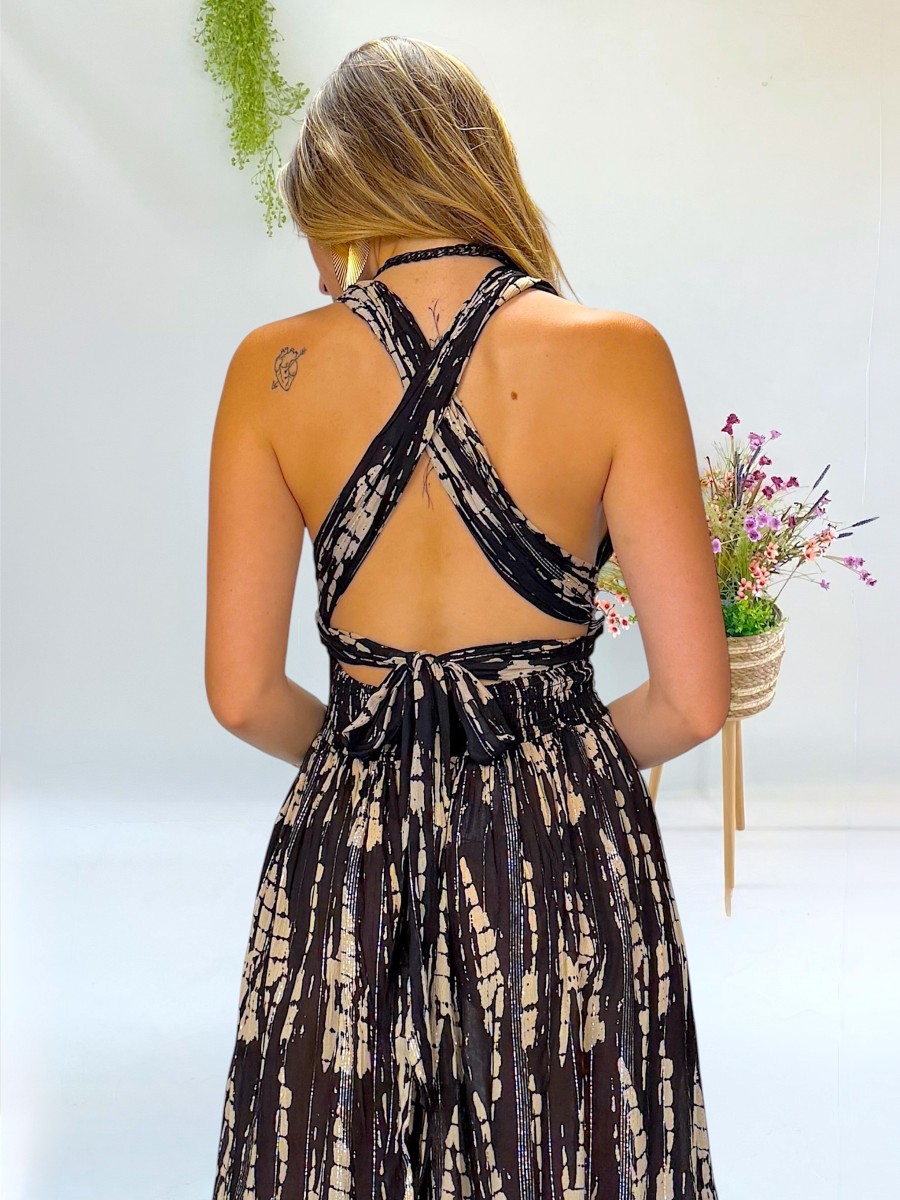 Vestido Daisy negro y beige Makiara