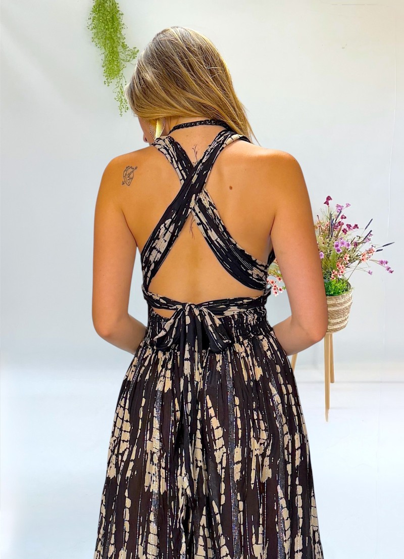 Vestido Daisy negro y beige Makiara
