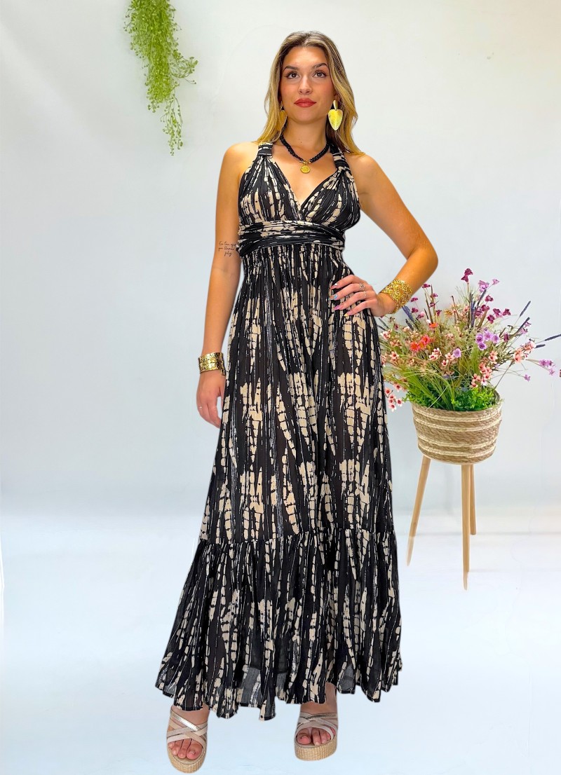 Vestido Daisy negro y beige Makiara