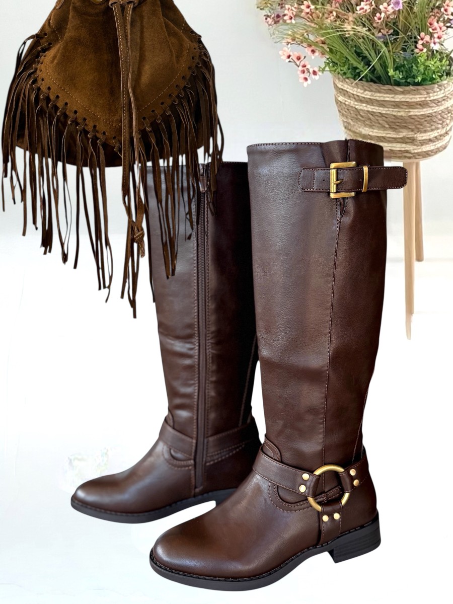 Botas Hebilla marron chocolate