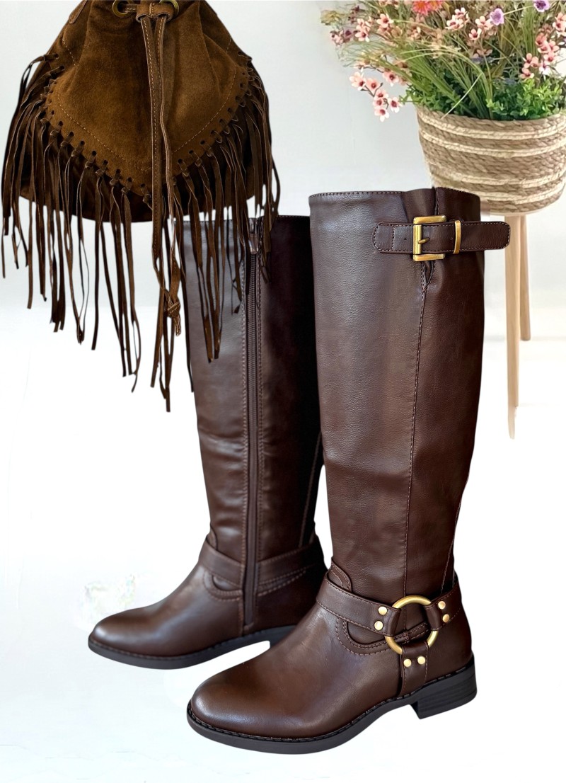 Botas Hebilla marron chocolate