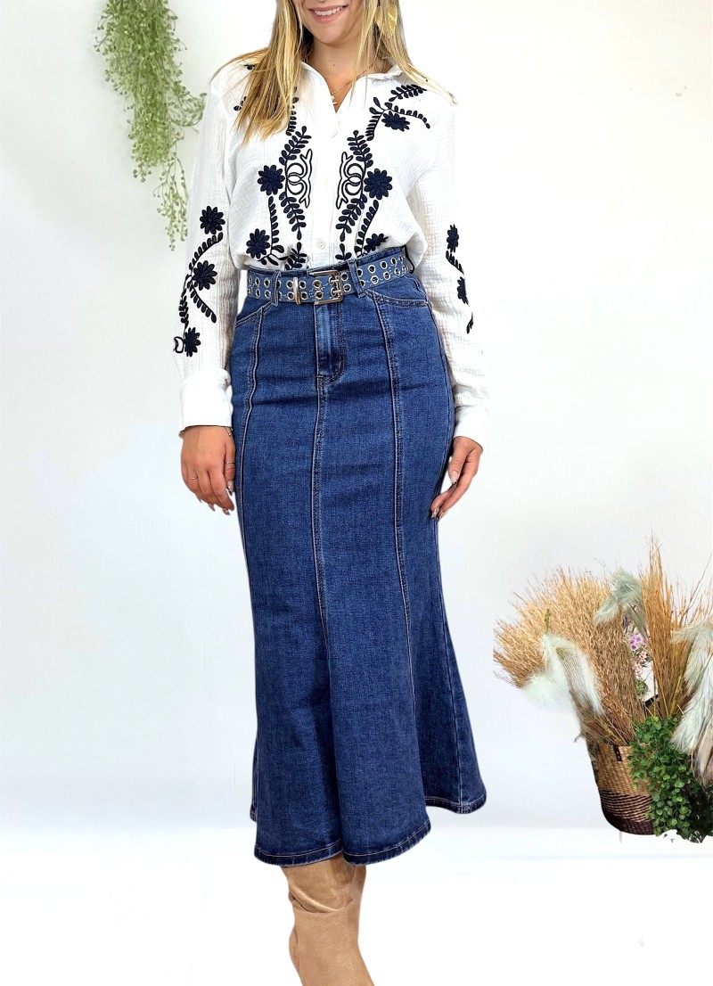 Falda vaquera midi
