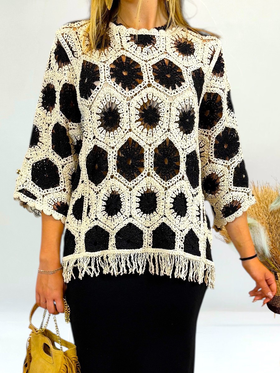 Jersey Adela beige y negro