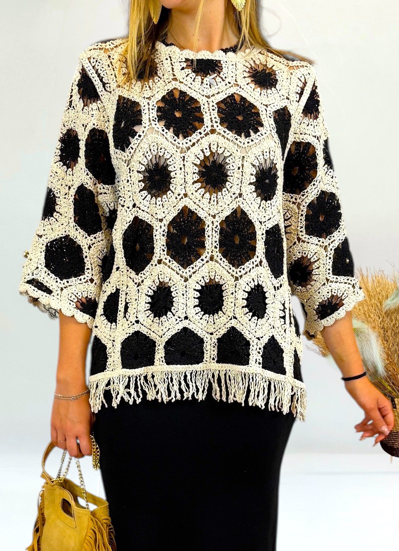 Jersey Adela beige y negro