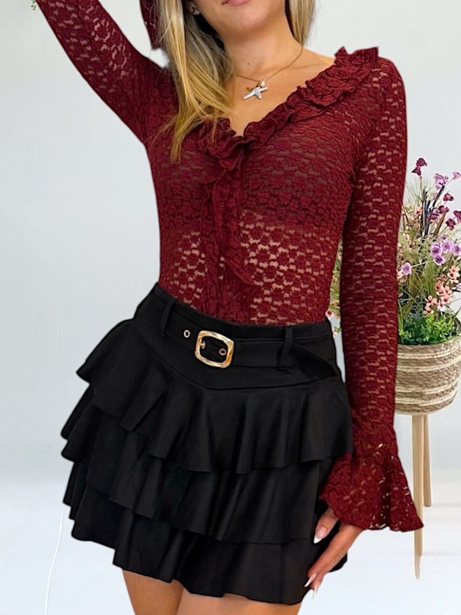 Blusa Vera granate burdeos