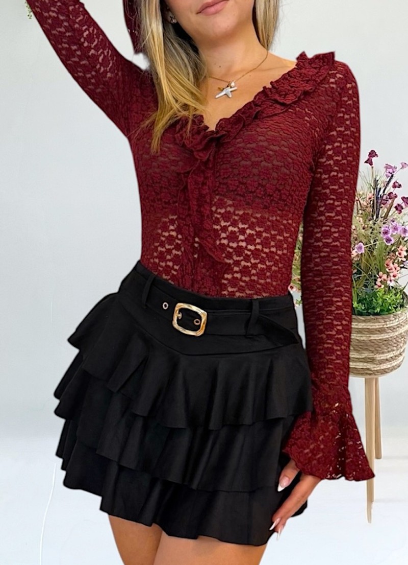 Blusa Vera granate burdeos